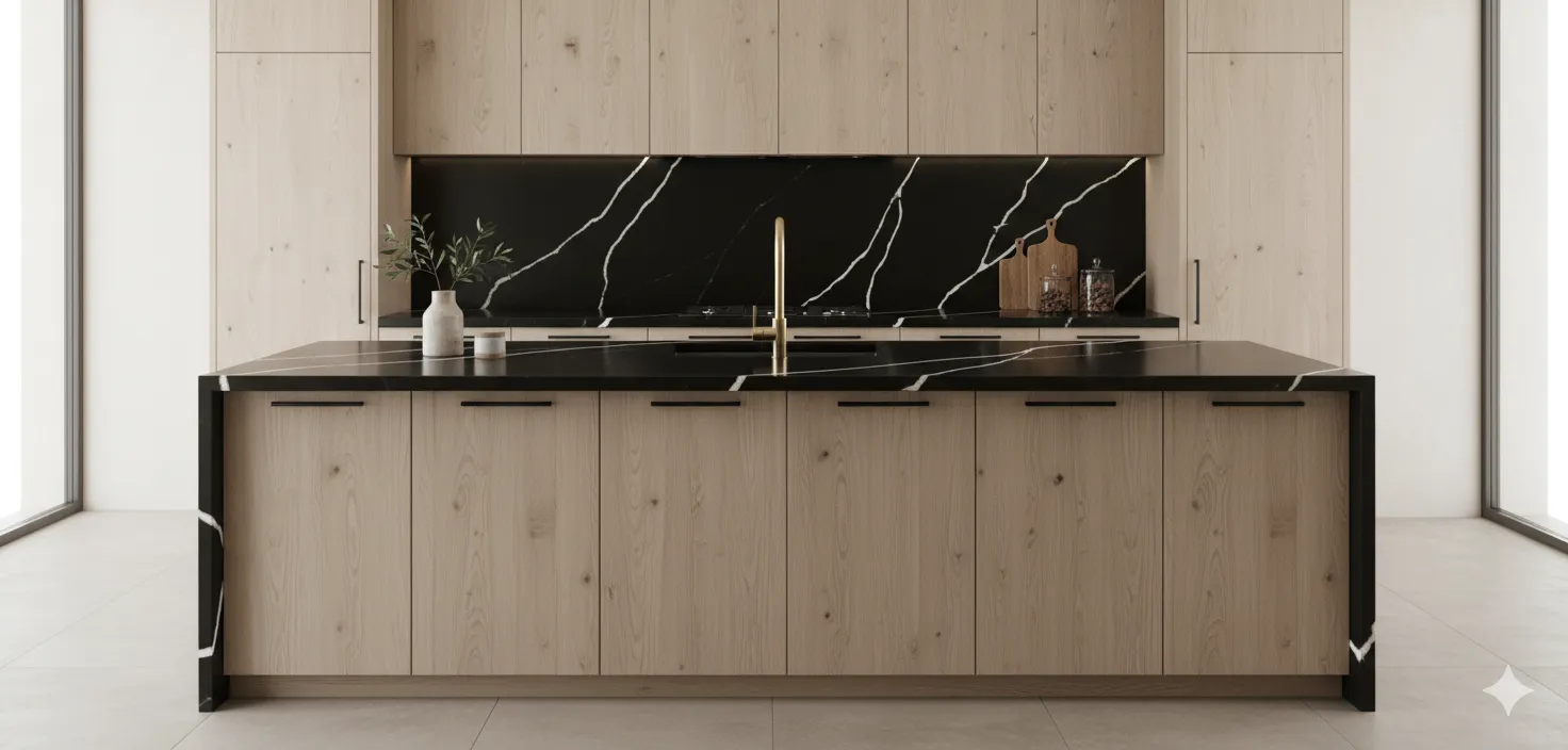 آشپزخانهای با الهام از سنگ کوارتز Cervo